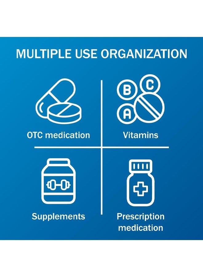 منظم حبوب أسبوعي، 7 أيام، حجرات متوسطة، علبة أدوية، أزرق - Image 4